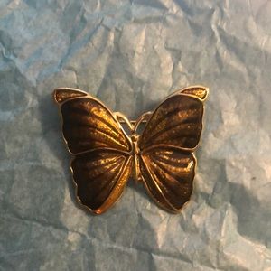 Vintage Amber Butterfly Brooch
